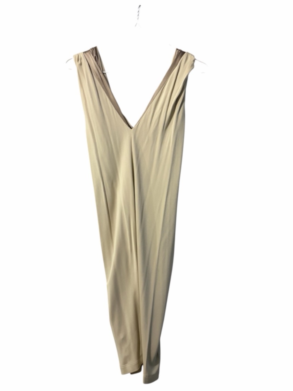 Barbara Bui Sleeveless V-Neck Midi Dress in Light Beige